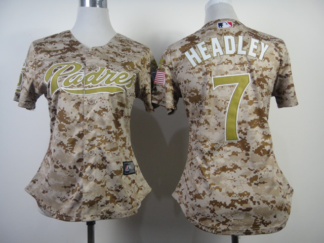 Women San Diego Padres 7 Headley Camo MLB Jerseys